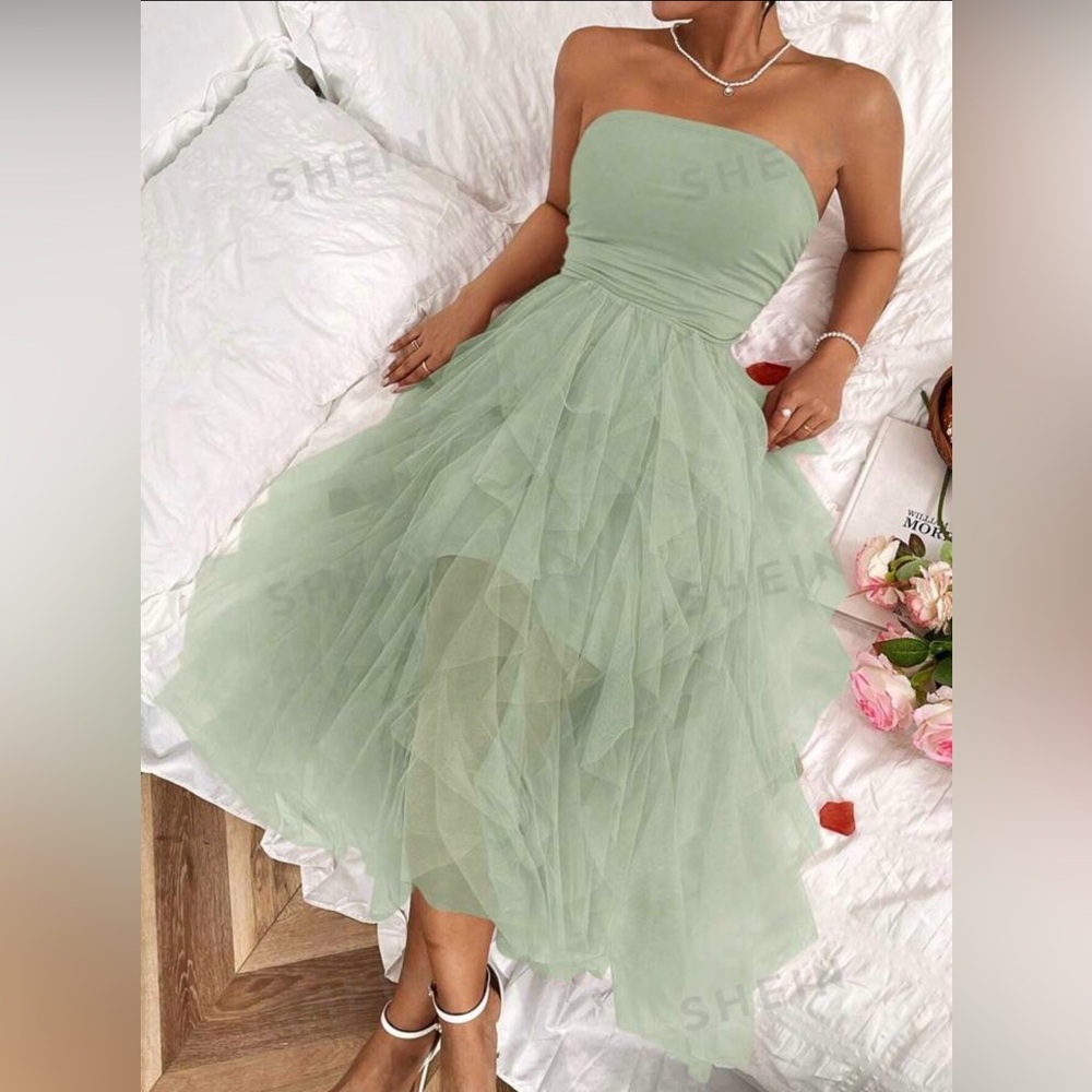 Mesh Strapless Dress